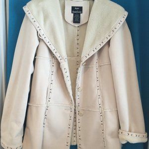 Dennis Baso Jacket Ivory Faux Womens L
